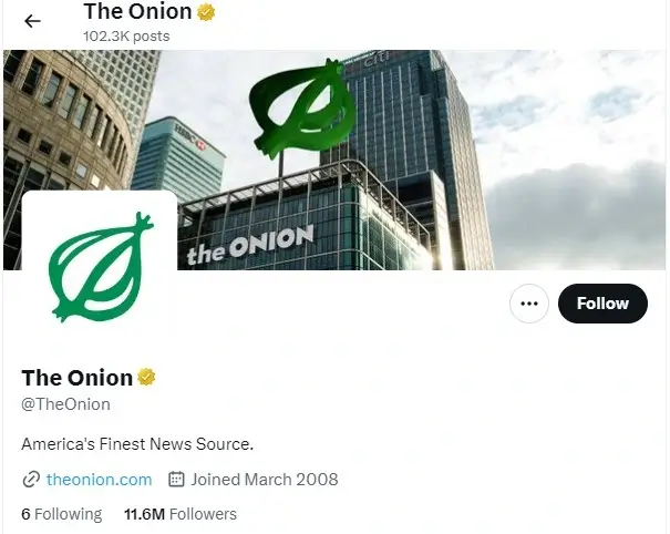 The Onion Twitter Bio